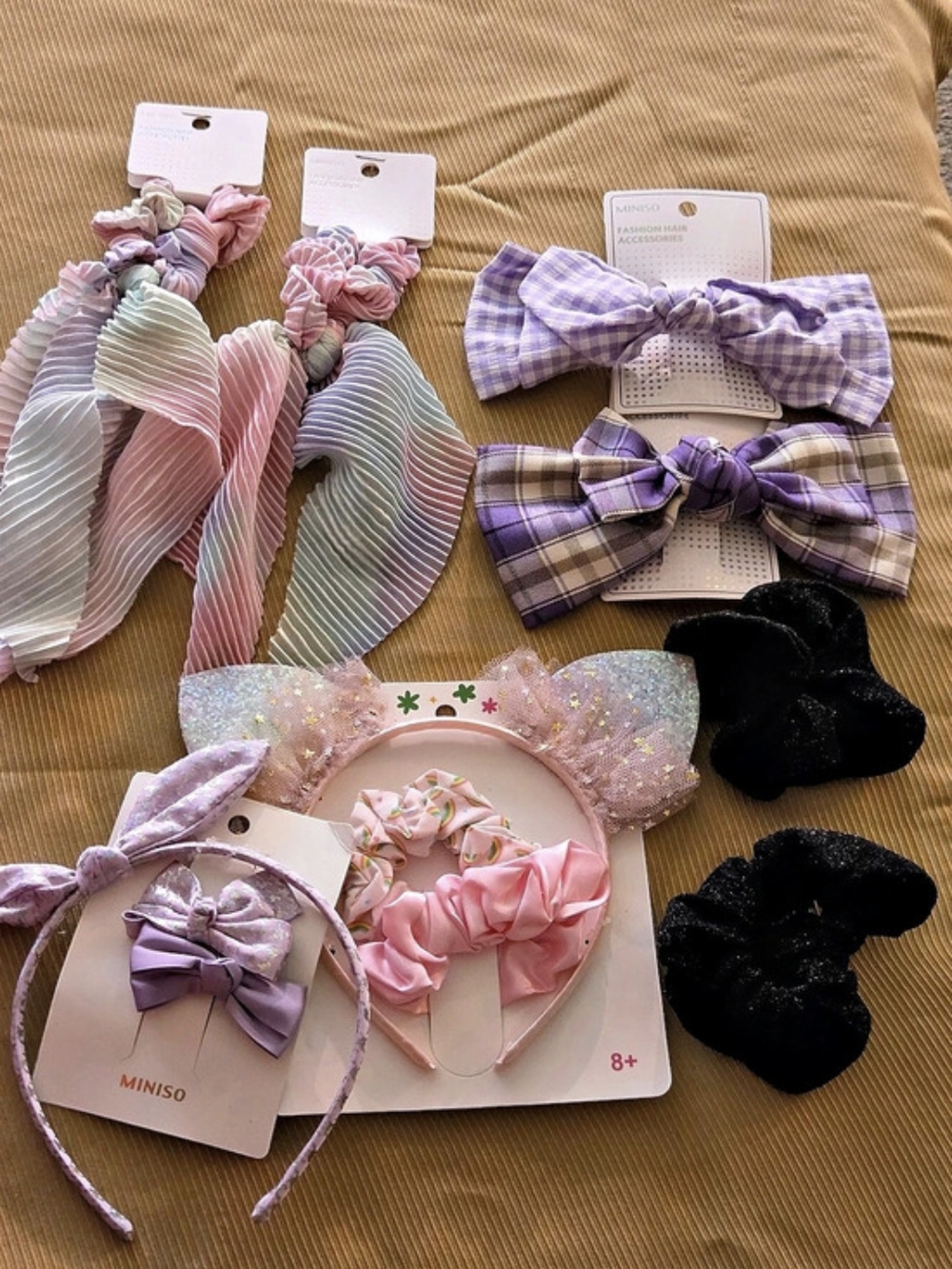 MINISO Hair Accessories Set in Pink & Purple NWT 8pc